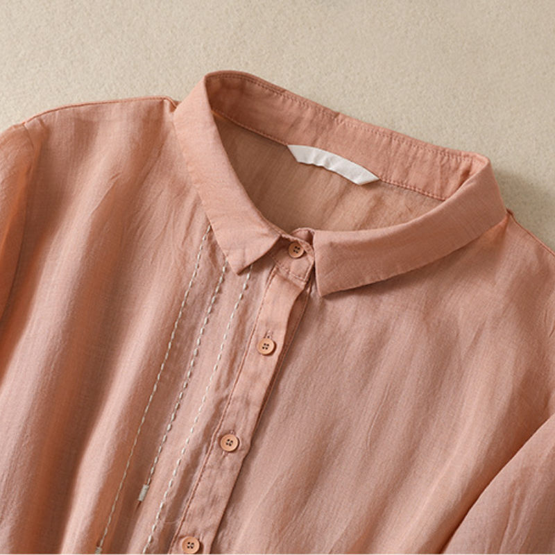 必備百搭款 氣質 棉麻 收腰抽繩 襯衫長裙 休閒洋裝