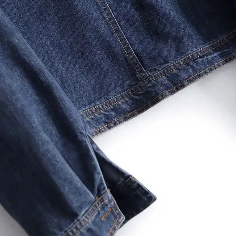 春秋藍色牛仔短版外套-時尚休閒通勤必備 原色設計簡約牛仔