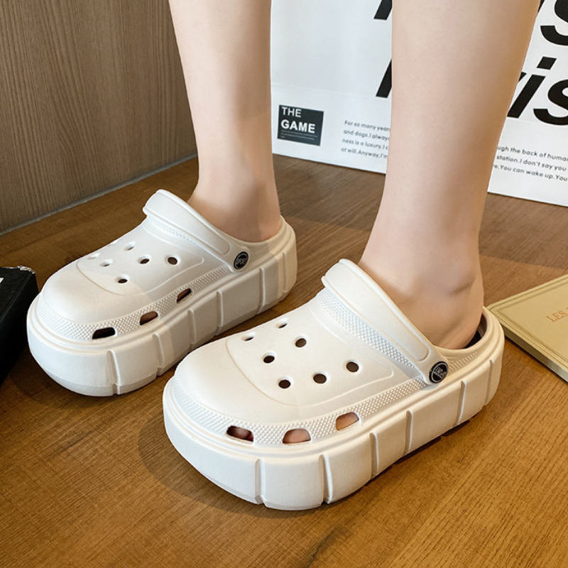 雲朵柔軟觸感涼鞋 夏日沙灘兩穿包頭涼拖水鞋 厚底增高 時尚外穿