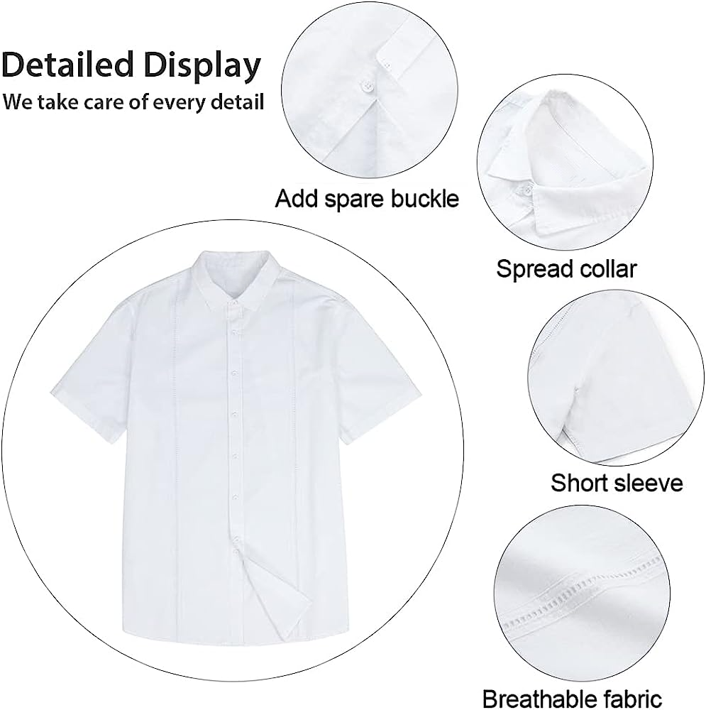 Vintage Guayabera Shirt Men Cotton Linen Short Sleeve Cuban Button