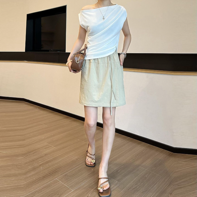 抗UV高腰A字褲裙 濕熱天專屬 薄款顯瘦寬鬆大碼短褲褲裙