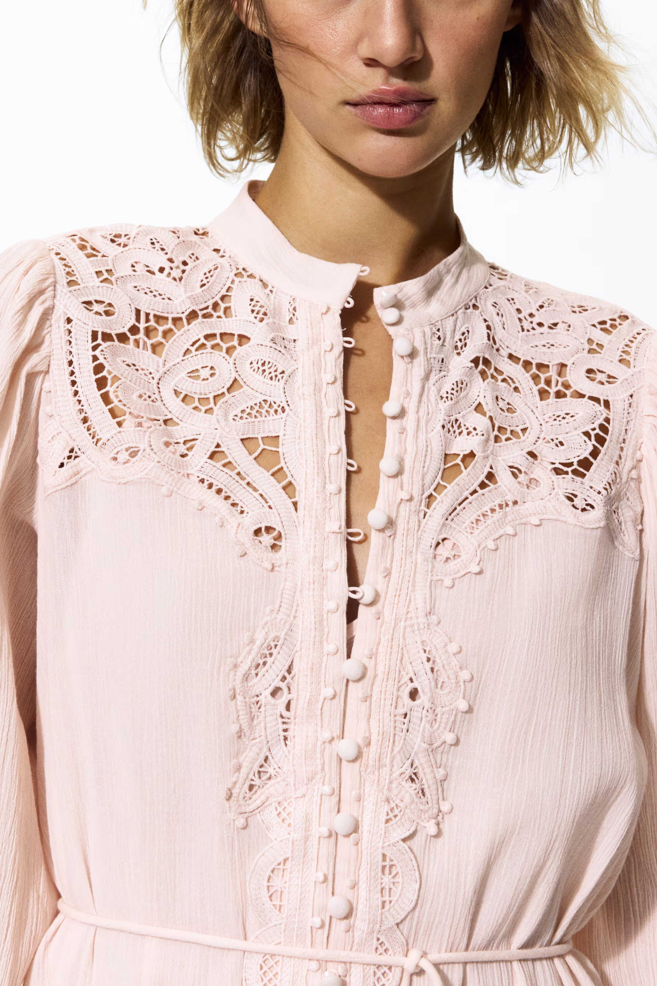 Lace-Detail Cotton Dress