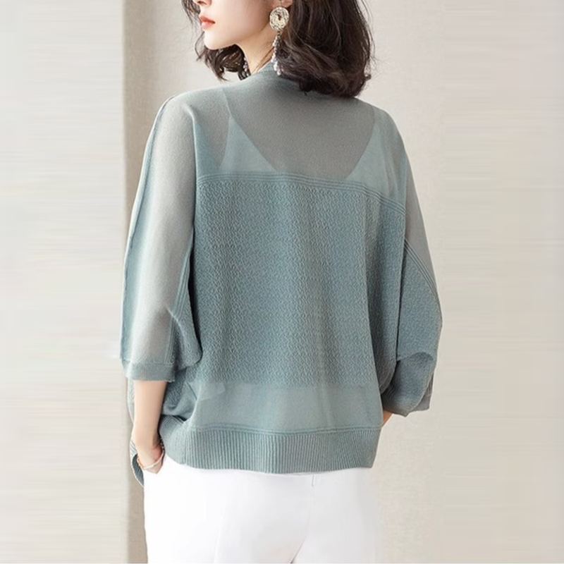 百搭休閒防曬罩衫 冰絲針織開襟衫 披肩配裙子吊帶外搭罩衫