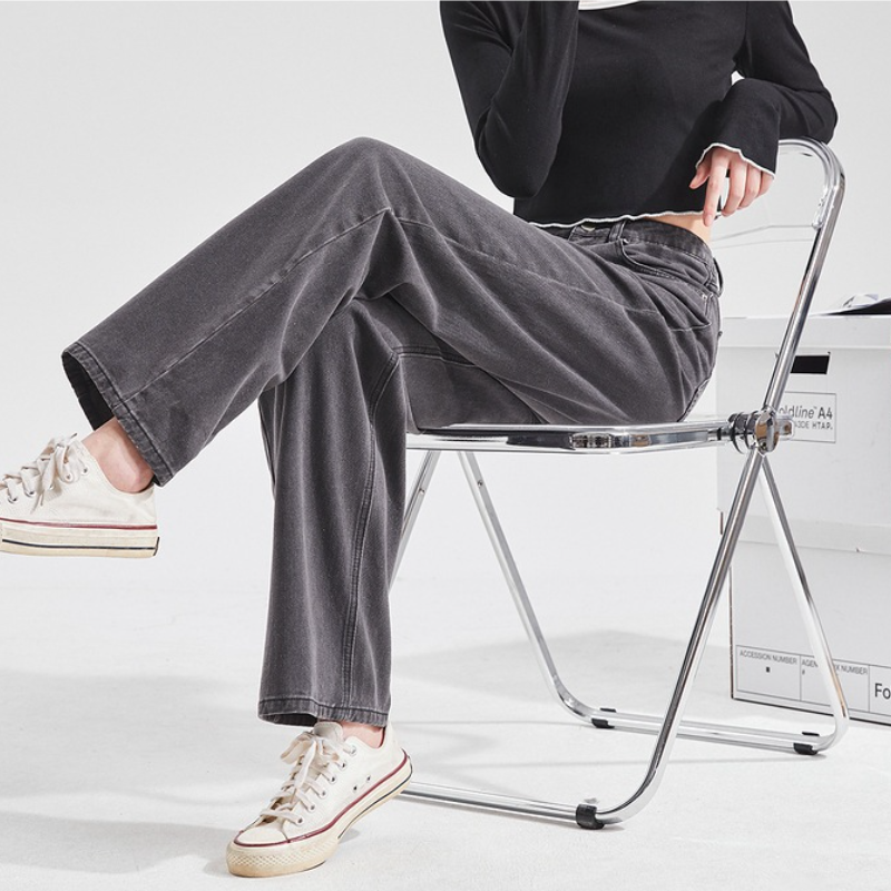 顯高顯瘦新版寬褲 垂感拖地長牛仔褲 高腰直筒牛仔褲 S-2XL 大碼胖mm闊腿寬鬆垂感拖地長褲