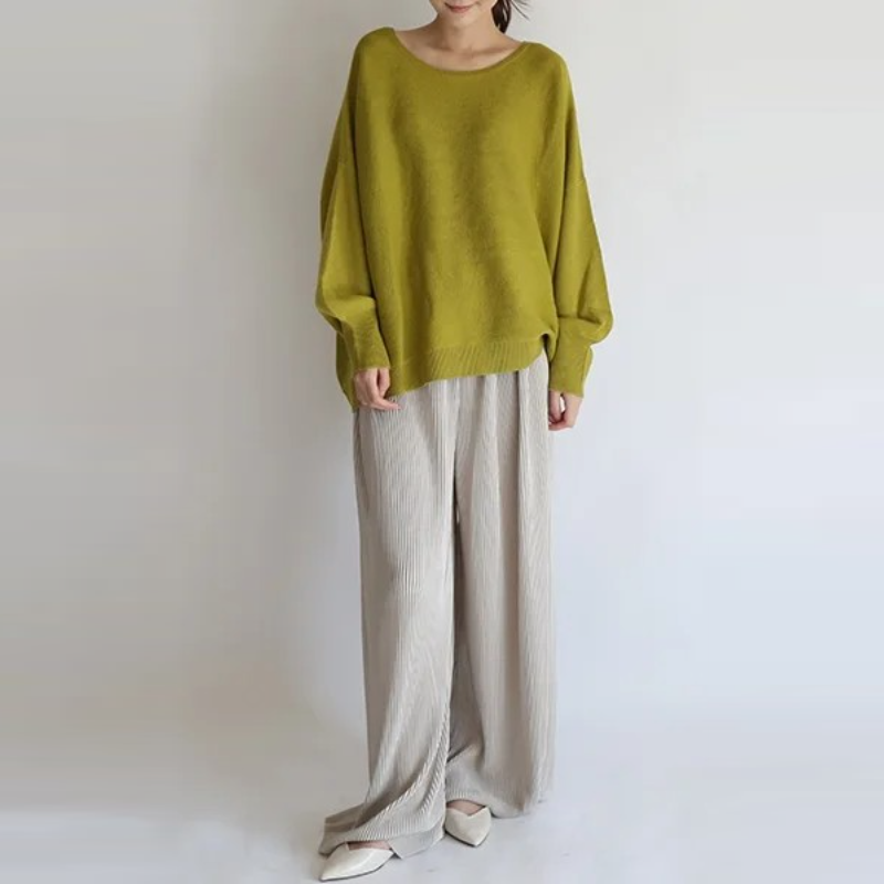 日系慵懶風寬鬆針織上衣-百搭嬌小設計感T恤毛衣