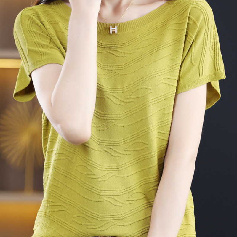 簡約好搭 圓領 天絲 針織 百搭 冰絲 打底 短袖 T恤