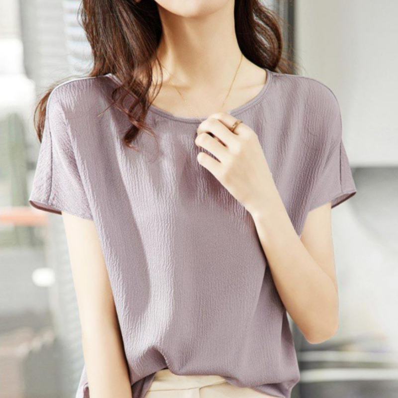 知性美型 慵懶百搭 雪紡 優雅 涼感 顯瘦 清新 T恤