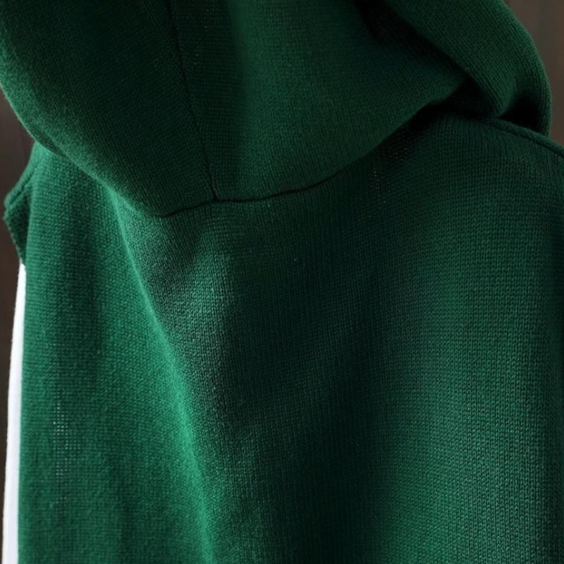 文藝連帽針織背心-秋冬寬鬆休閒雙口袋無袖外穿設計