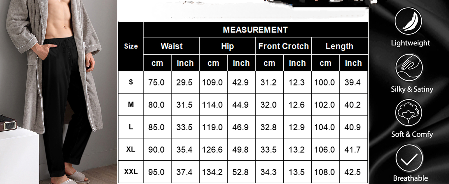 Silk Satin Pajama Pants for Men