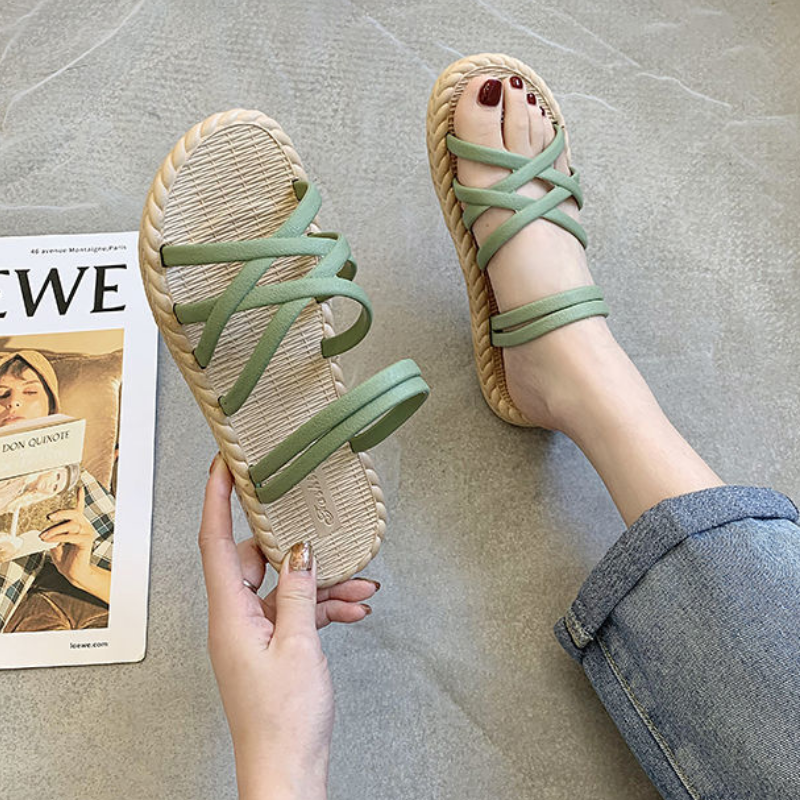 【買1享2】厚底羅馬涼拖鞋 沙灘外穿顯瘦神拖 結帳自動帶2雙