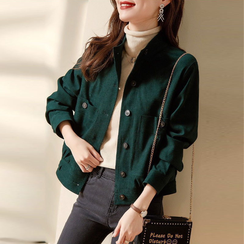 細絨布寬鬆外套-顯瘦純色設計 韓版時尚百搭上衣