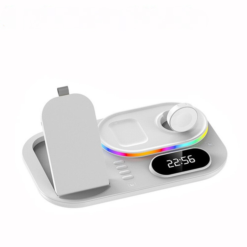 thumbnail image 1 of Soporte cargador inalámbrico 4 en 1 con luz para iPhone/i-Watch/Air-Pods/Samsung, estación de carga rápida, 1 of 5