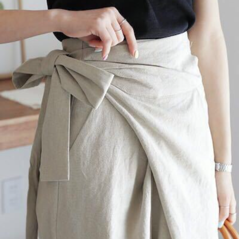 6色任選 韓國chic風高腰綁帶休閒時尚寬褲