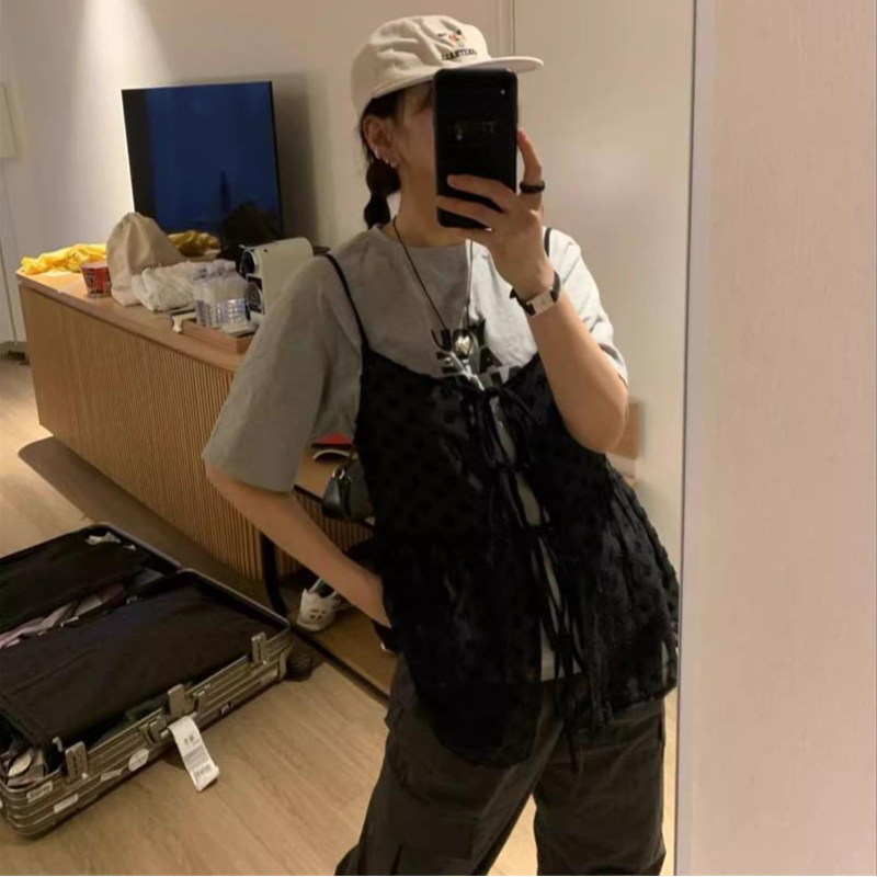 綁帶透膚小罩衫(疊穿)